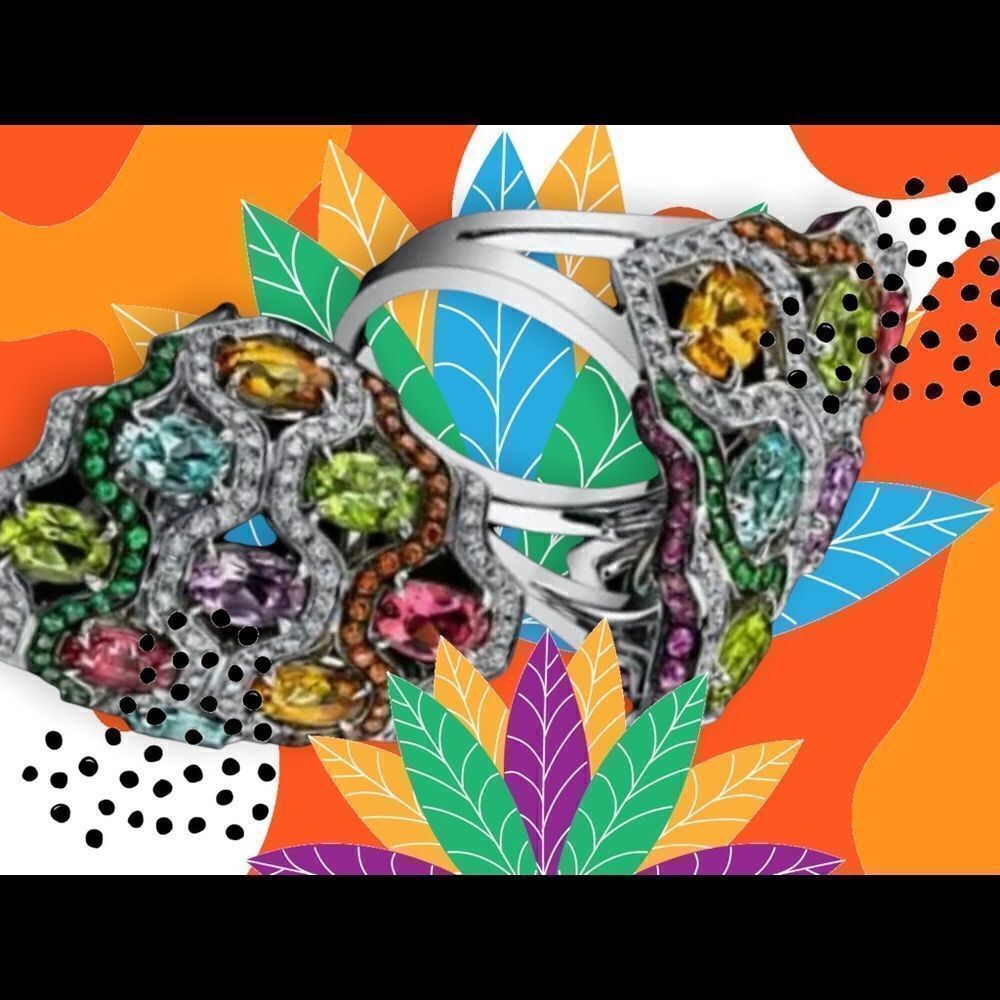 MULTI-FACET MULTI-COLOUR DIAMOND FASHION RING 6,7,8,10